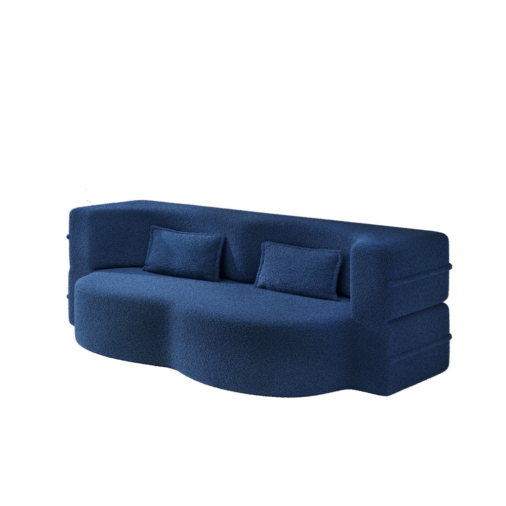 Modern Floor Sleeper Sofa Bed with 2 Pillows - Convertible Twin Size Folding Futon