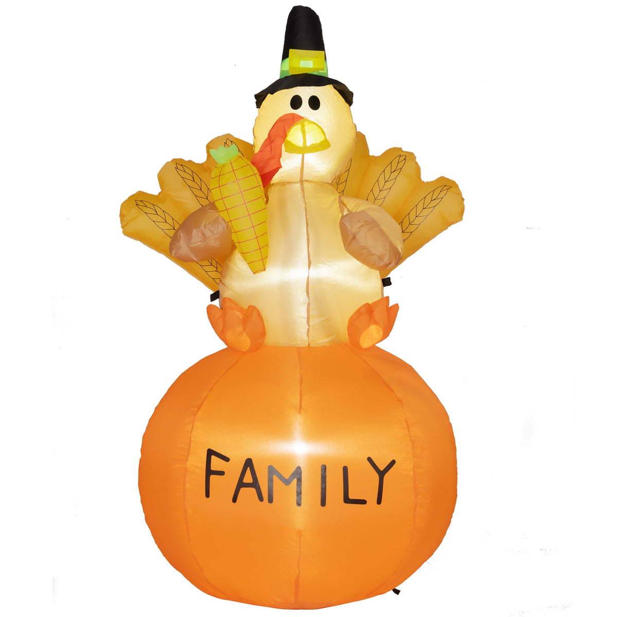 HOMCOM Light-Up Thanksgiving Turkey Inflatable, 4.9 ft