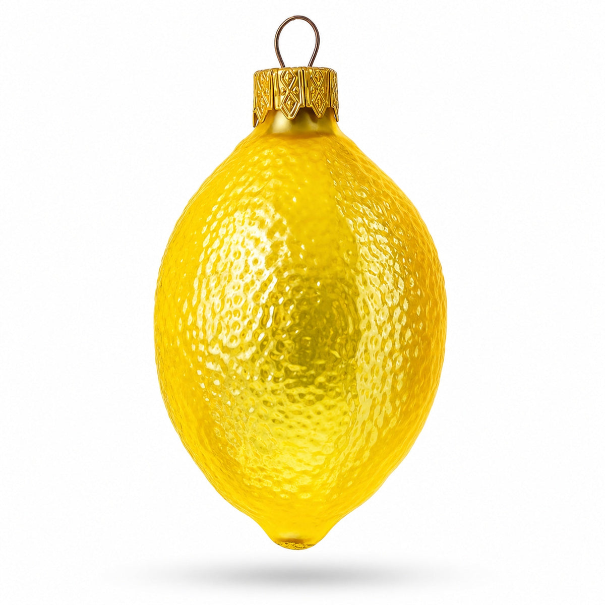 Lemon with Green Leaf Glass Christmas