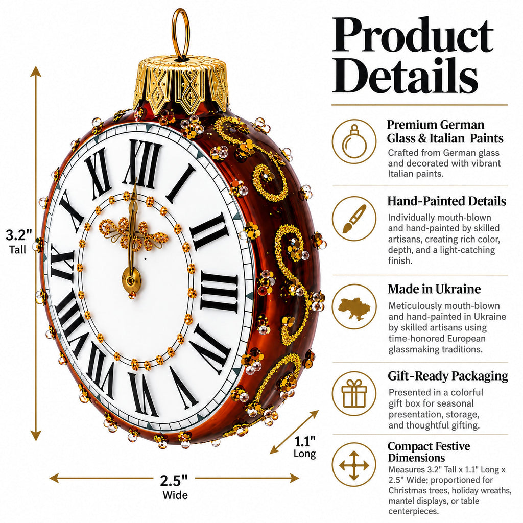 Watch with White Dial Glass Ornament