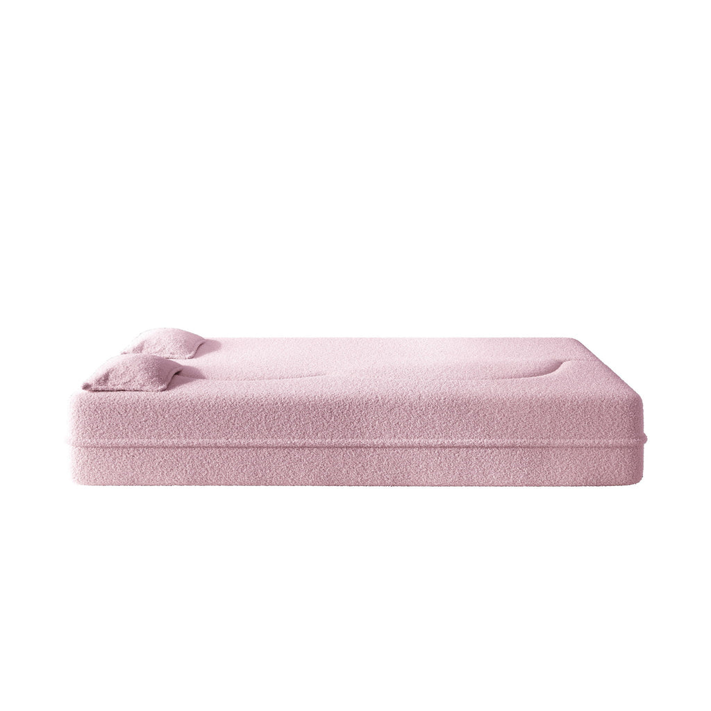 Modern Floor Sleeper Sofa Bed with 2 Pillows - Convertible Twin Size Folding Futon
