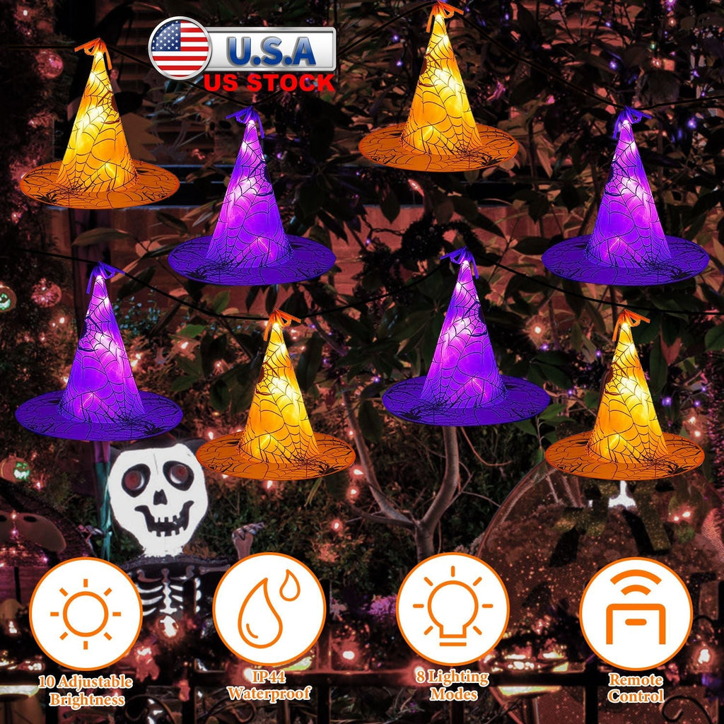 Witch Hat String Lights, 8 Hats, 13 ft