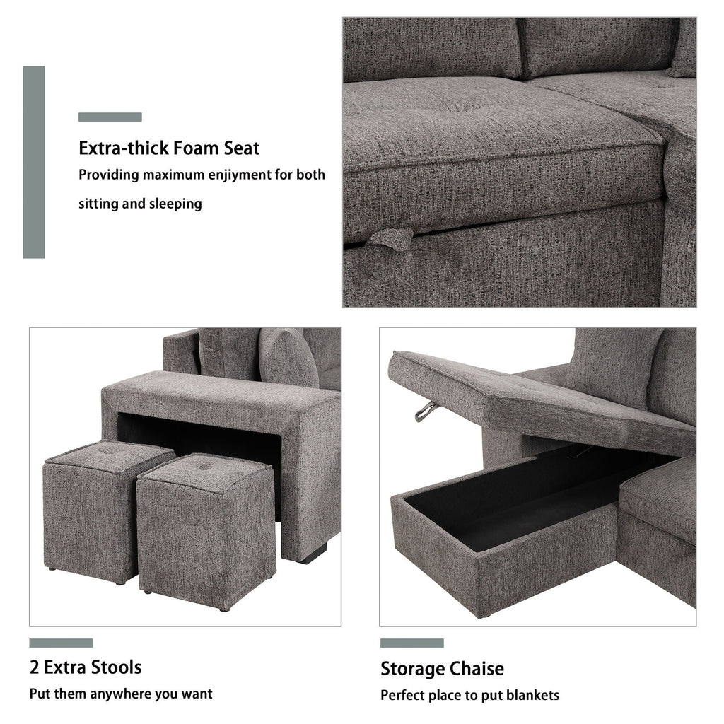 Modern L-Shape 3 Seat Reversible Sectional
