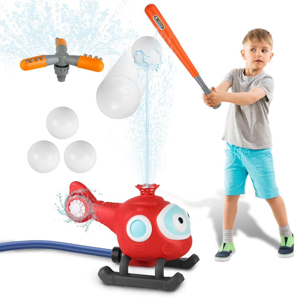 2-in-1 Rotating Water Sprinkler & Baseball Toy