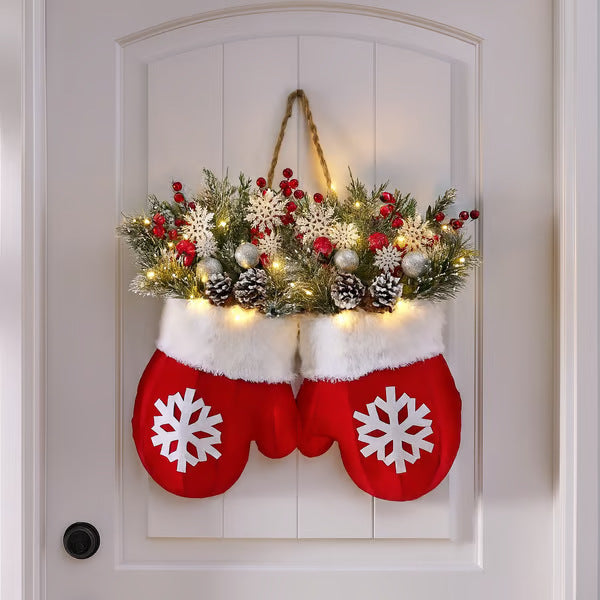 Light-Up Christmas Glove-Shaped Wreath