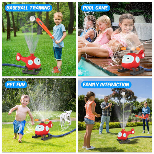 2-in-1 Rotating Water Sprinkler & Baseball Toy