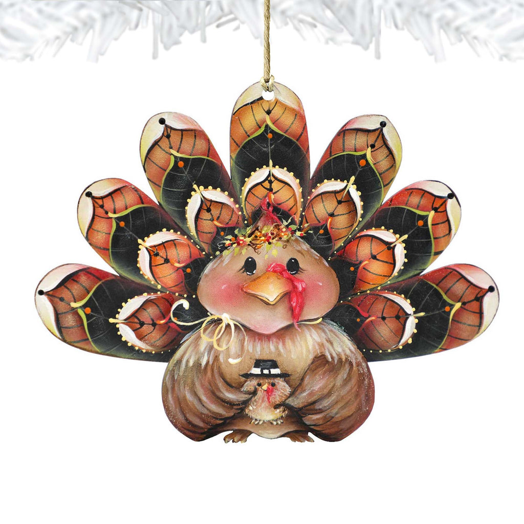 Be Thankful Turkey Sitter Wooden Ornaments