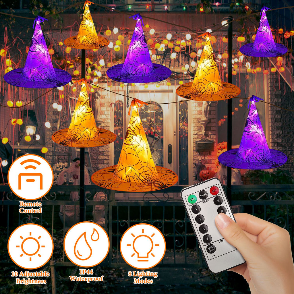 Witch Hat String Lights, 8 Hats, 13 ft