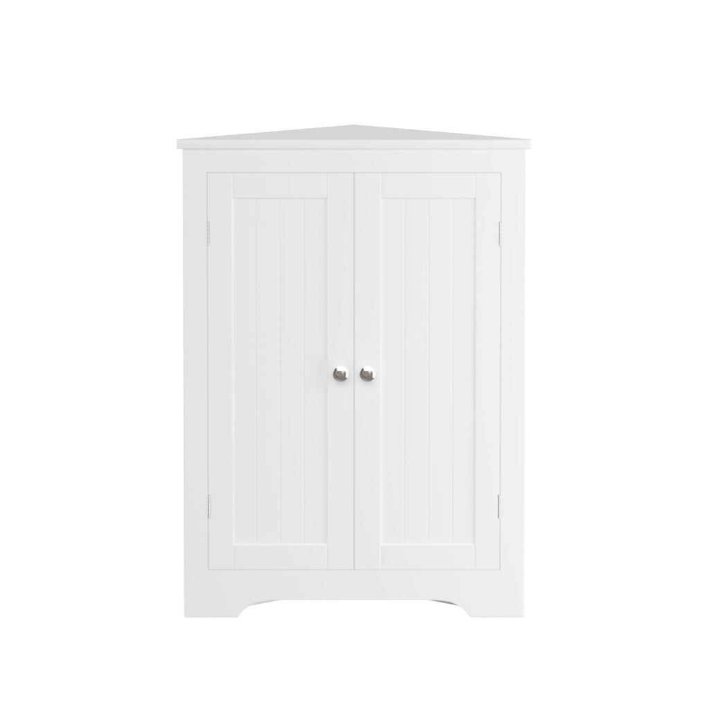 White Corner Cabinet with 2 Doors & Adjustable Shelf