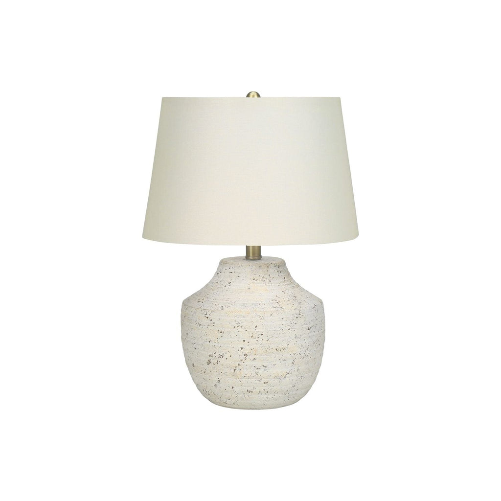 Cream Concrete Table Lamp with Linen Shade