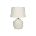 Cream Concrete Table Lamp with Linen Shade