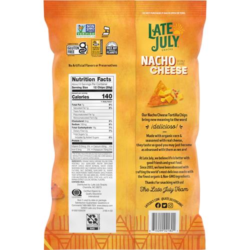 Late July Snacks Nacho Cheese Tortilla Chips 7.8 Oz
