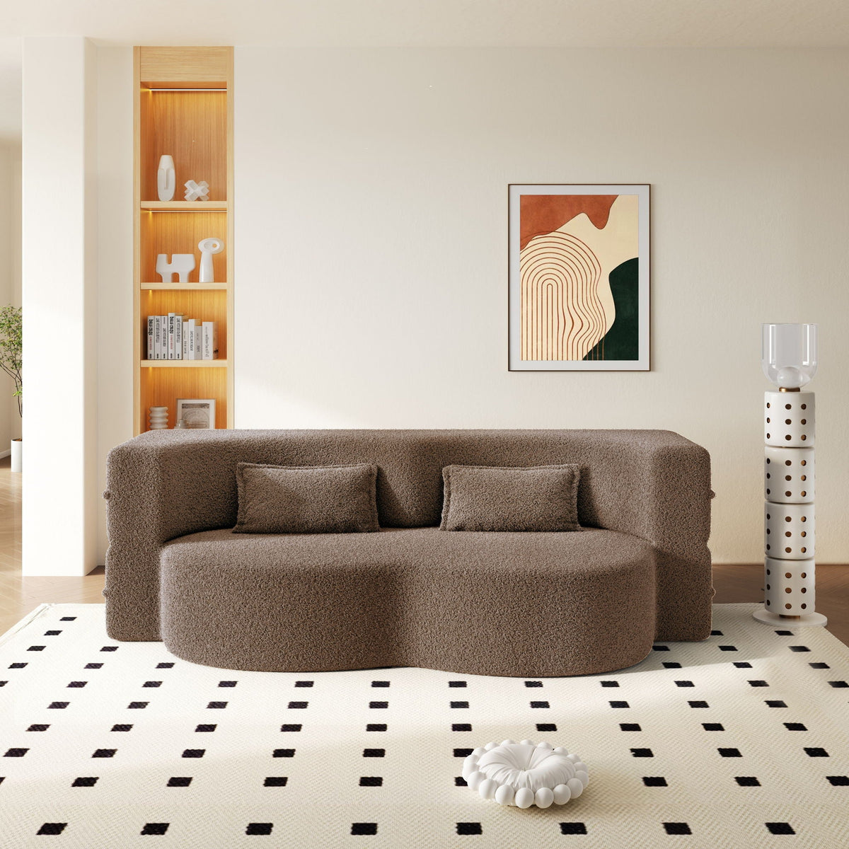 Modern Floor Sleeper Sofa Bed with 2 Pillows - Convertible Twin Size Folding Futon