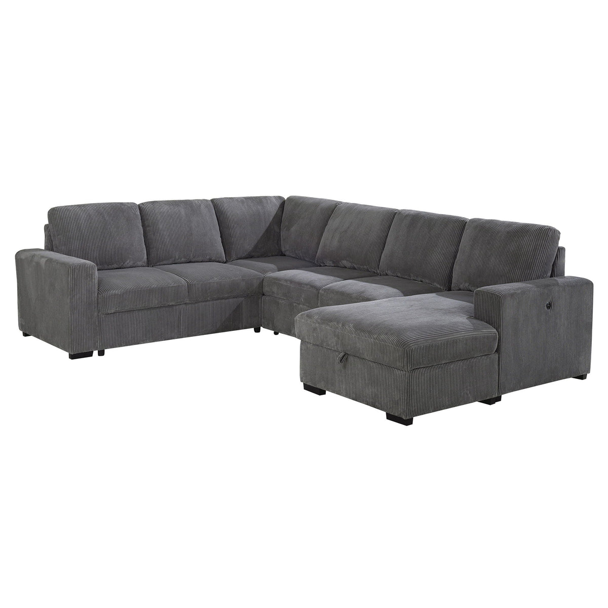 Dark Gray Sleeper Sectional Sofa with Pullout Bed - Contemporary Comfort