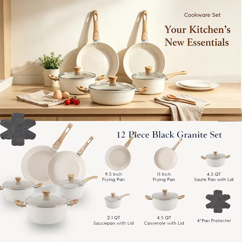 12-Piece Stainless Steel Cookware Set – Black