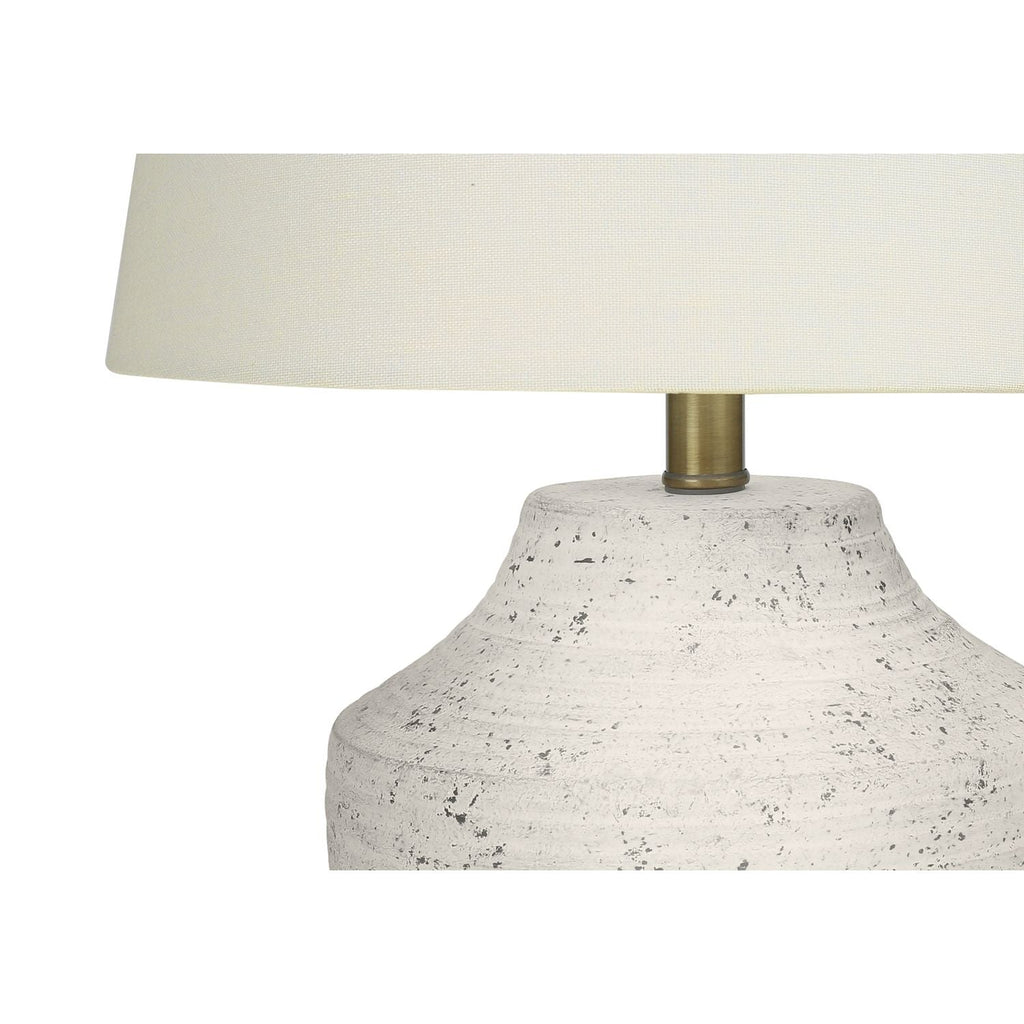 Cream Concrete Table Lamp with Linen Shade