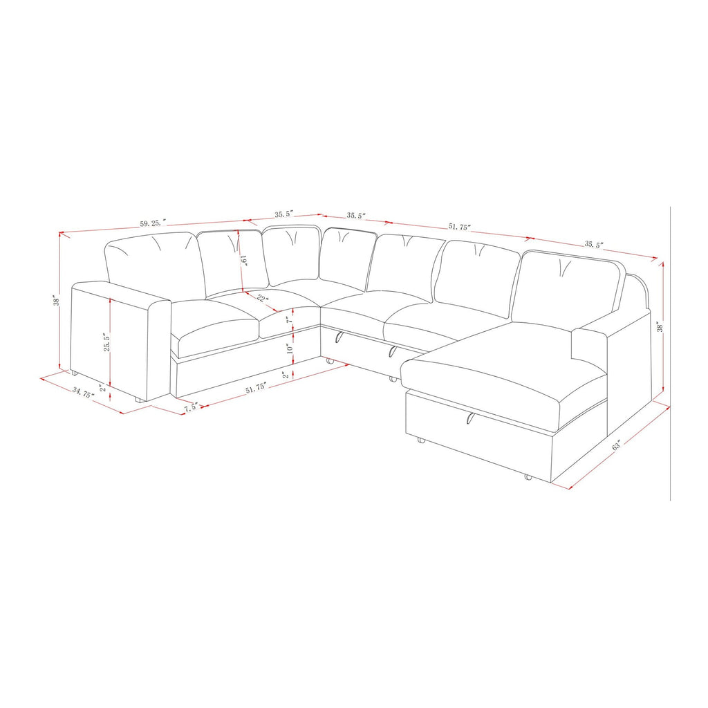 Dark Gray Sleeper Sectional Sofa with Pullout Bed - Contemporary Comfort