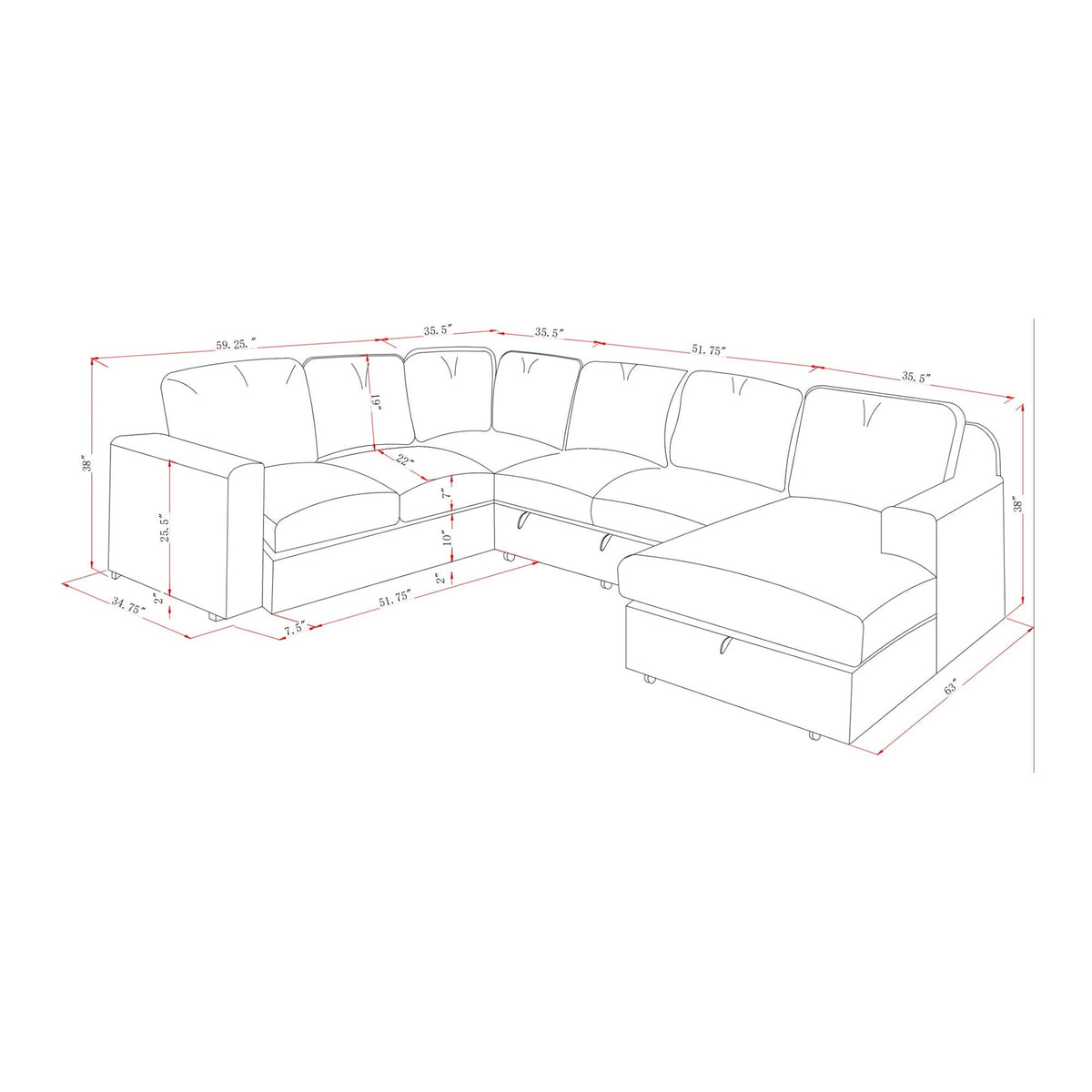 Dark Gray Sleeper Sectional Sofa with Pullout Bed - Contemporary Comfort