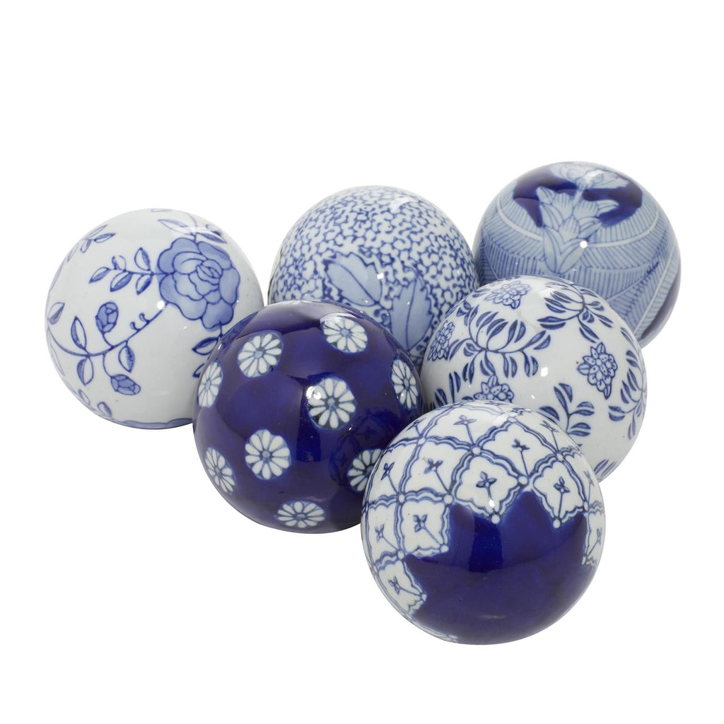 Blue Ceramic Floral Handmade Glossy Decorative