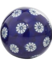 Blue Ceramic Floral Handmade Glossy Decorative Orbs & Vase Filler