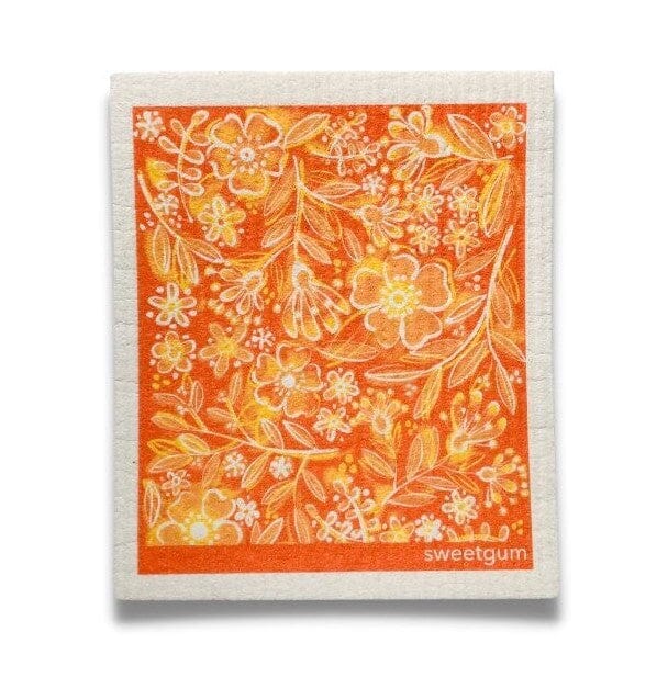 Bundle of 3 Swedish Dishcloths | Autumn Leaves, Orange Flowers, Pumpkins & Gourds
