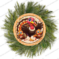 Smiling Turkeys Thanksgiving Round Sign