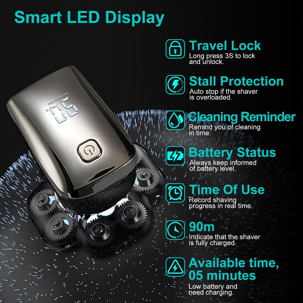 6-in-1 Rechargeable Electric Head Shaver & Grooming Kit