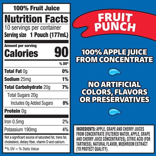 Capri Sun 100% Juice Fruit Punch 6 Fl Oz 10 Ct