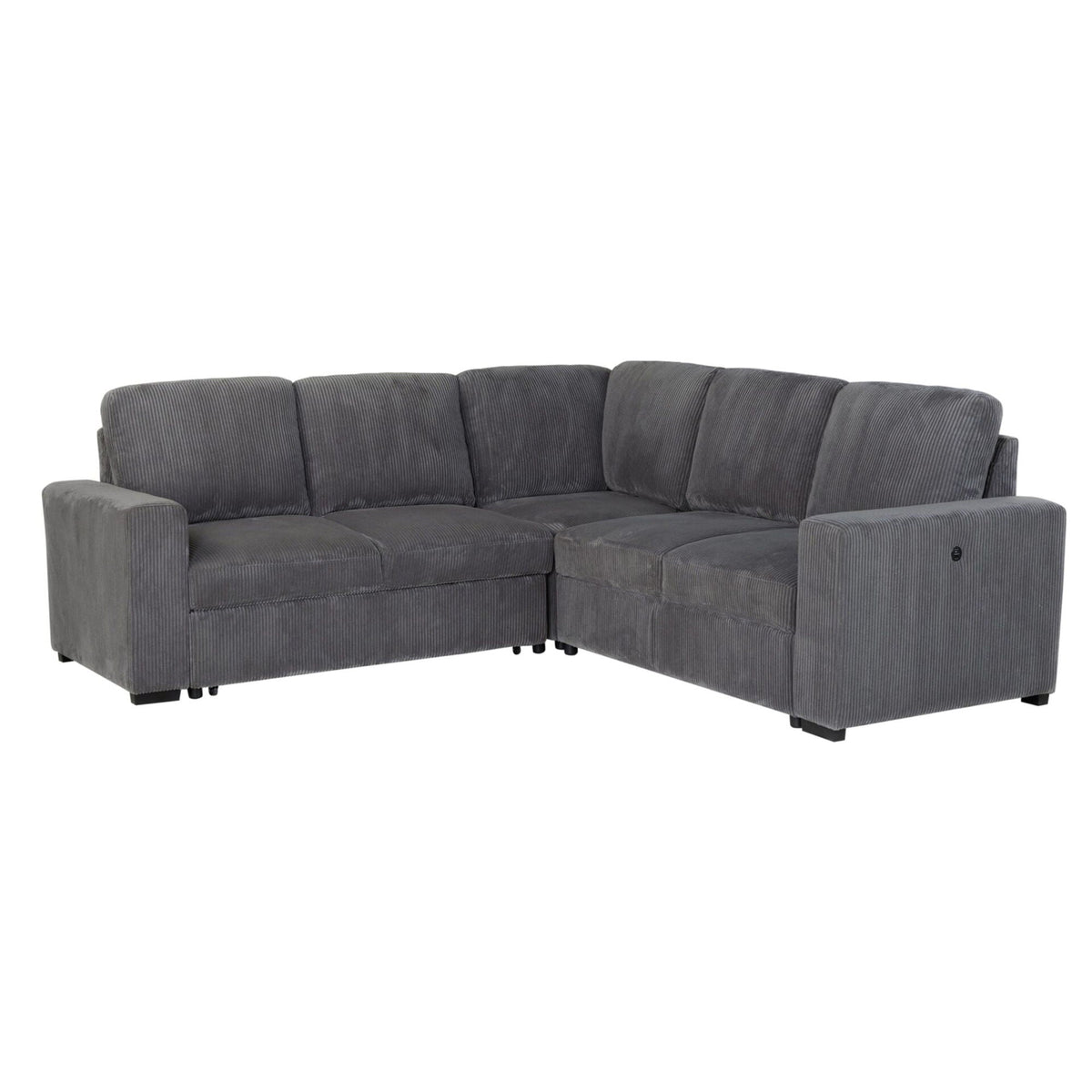 Dark Gray Sleeper Sectional Sofa with Pullout Bed - Contemporary Comfort