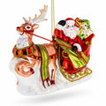 Santa's Sleigh & Reindeer Glass Ornament