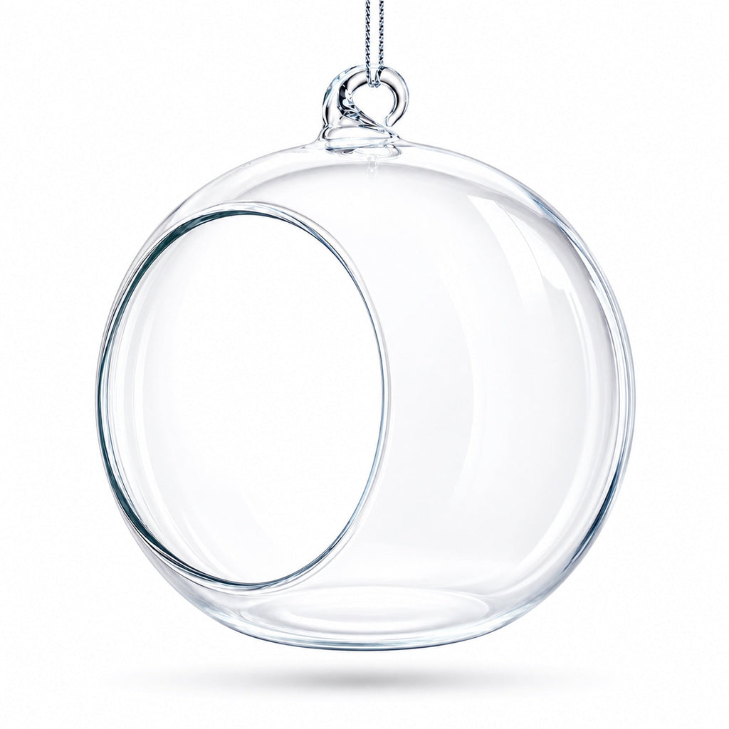 Spherical Openwork Clear Glass Christmas Ornament
