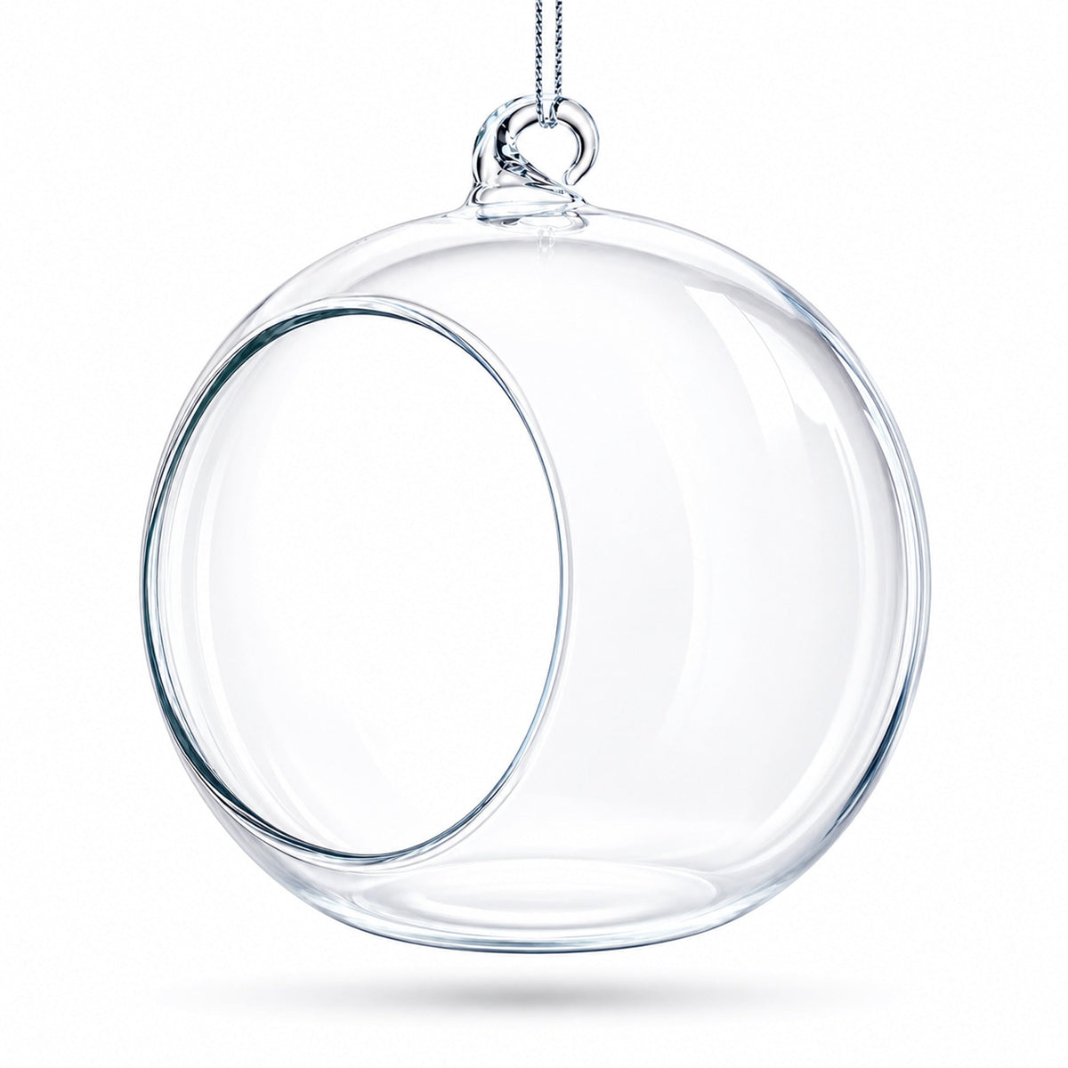 Spherical Openwork Clear Glass Christmas Ornament
