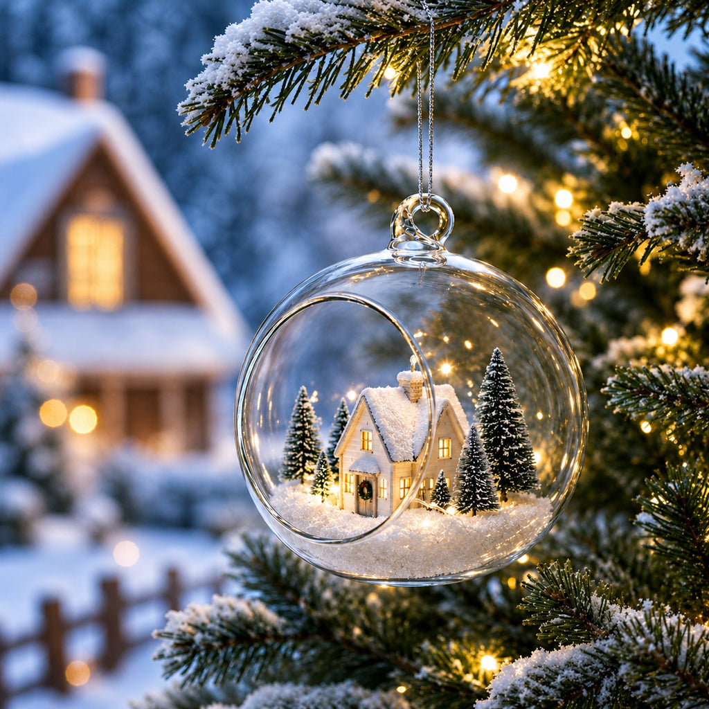 Spherical Openwork Clear Glass Christmas Ornament