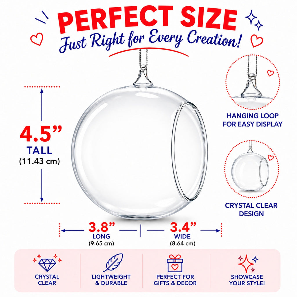 Spherical Openwork Clear Glass Christmas Ornament
