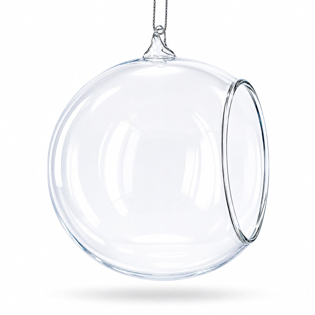 Spherical Openwork Clear Glass Christmas Ornament
