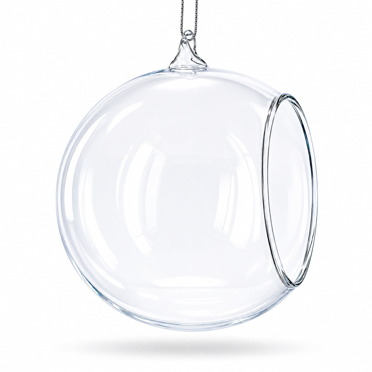 Spherical Openwork Clear Glass Christmas Ornament