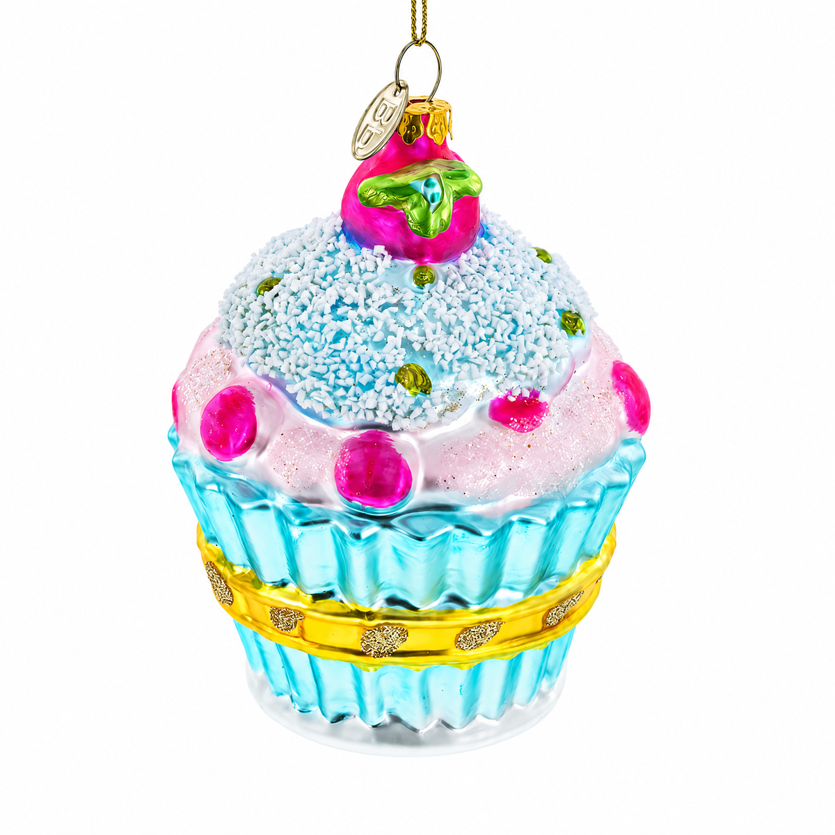 Cupcake with Glitter Accents Glass Christmas