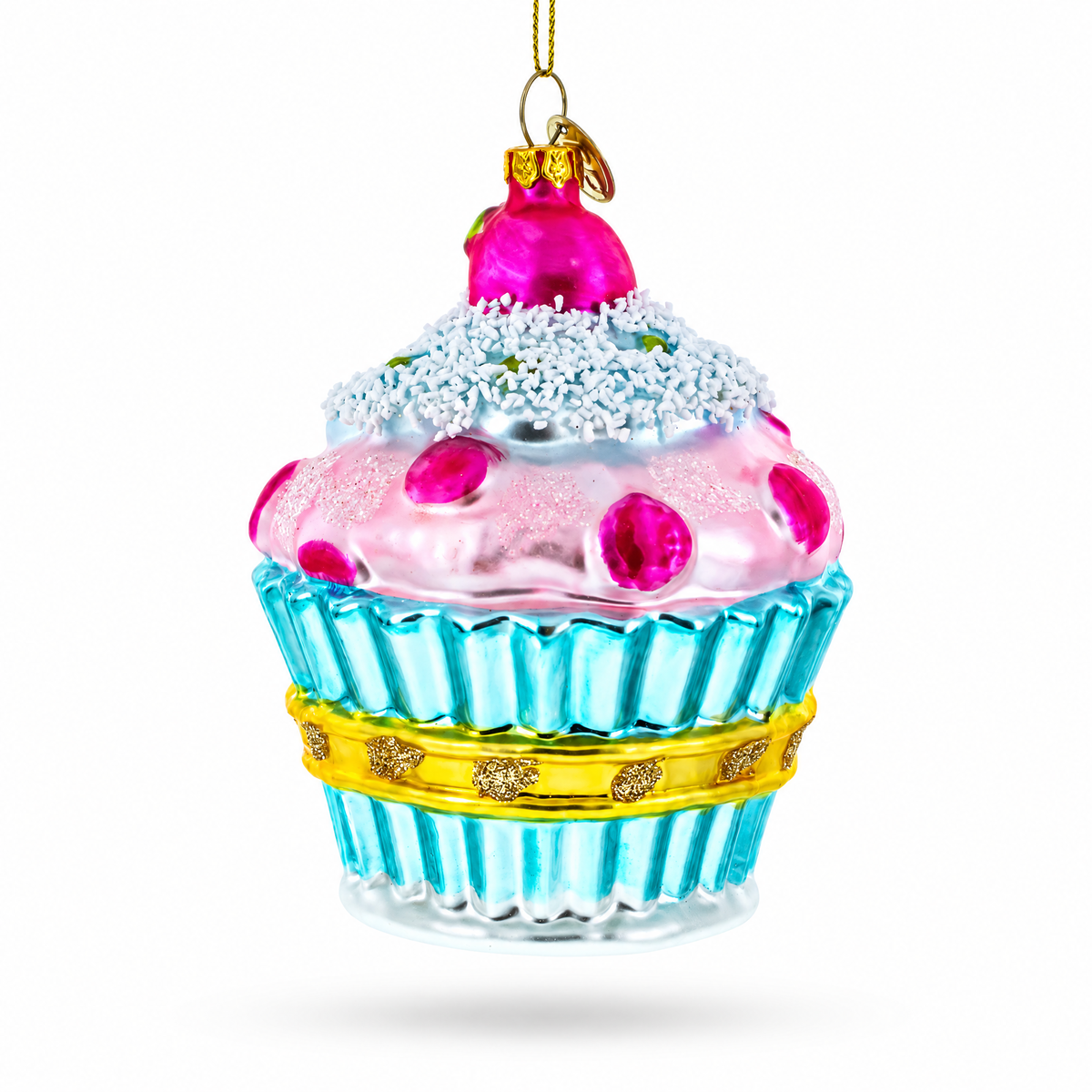 Cupcake with Glitter Accents Glass Christmas