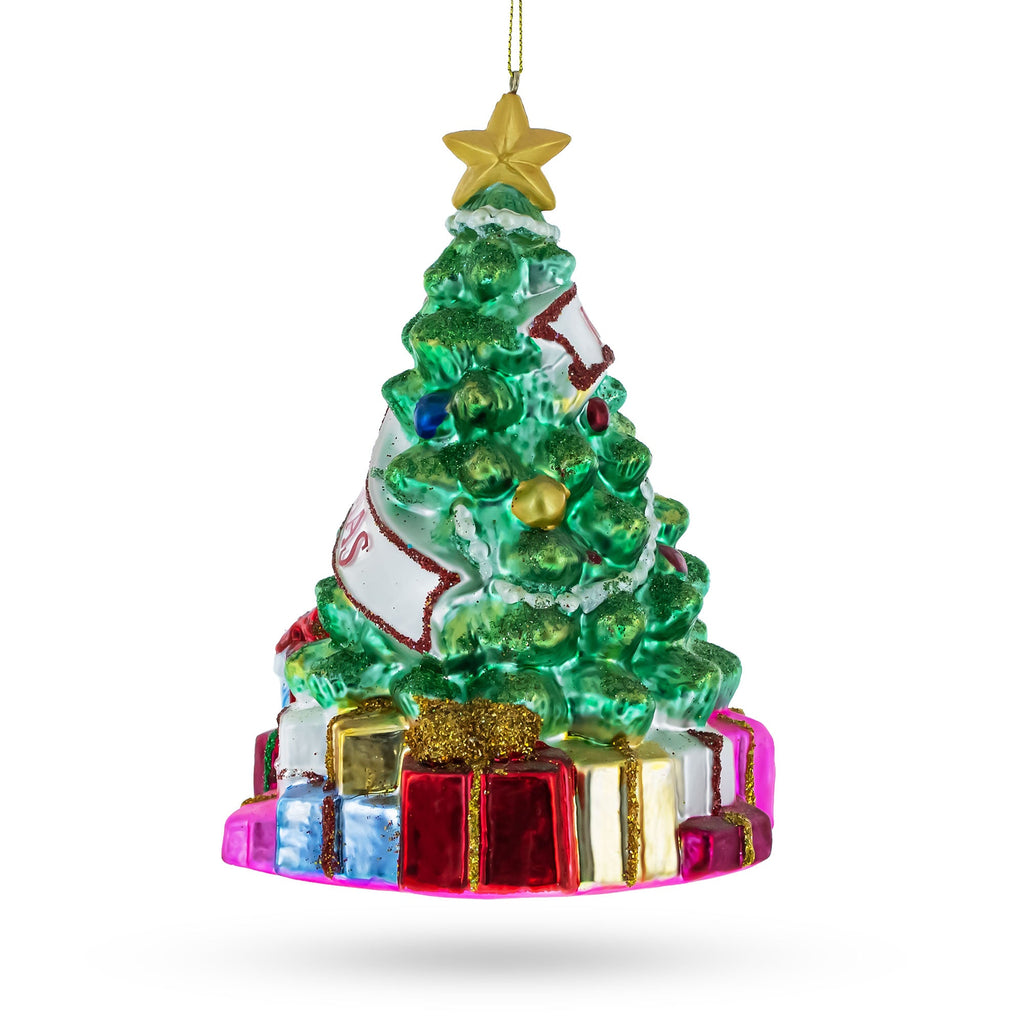 Charming Christmas Tree with Gifts Glass