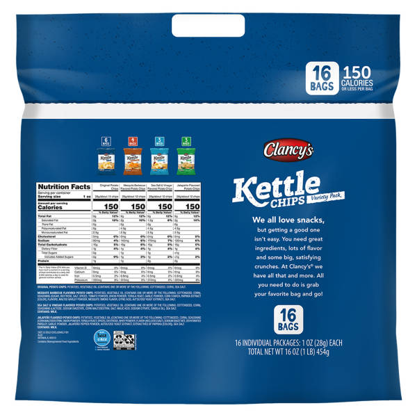 Clancy's Kettle Variety Pack Potato Chips 16 oz 16 count