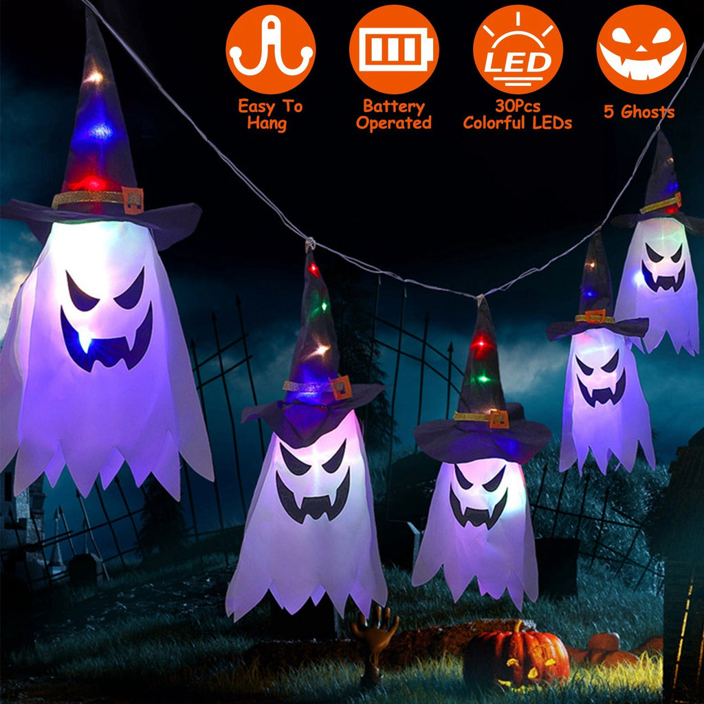 Ghost & Witch Hat Halloween String Lights, 11.6 ft