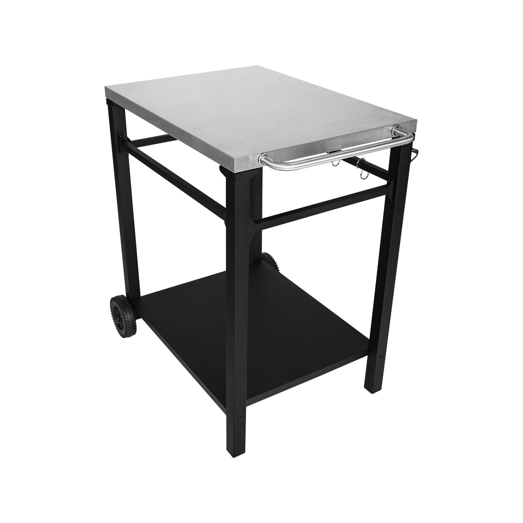 2-Tier Outdoor Grill Prep Cart with Stainless Steel Top