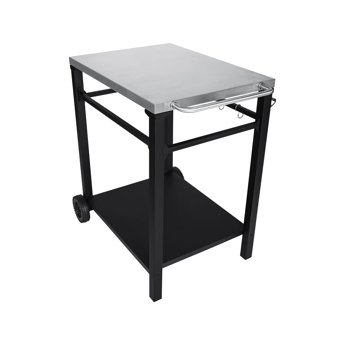 2-Tier Outdoor Grill Prep Cart with Stainless Steel Top