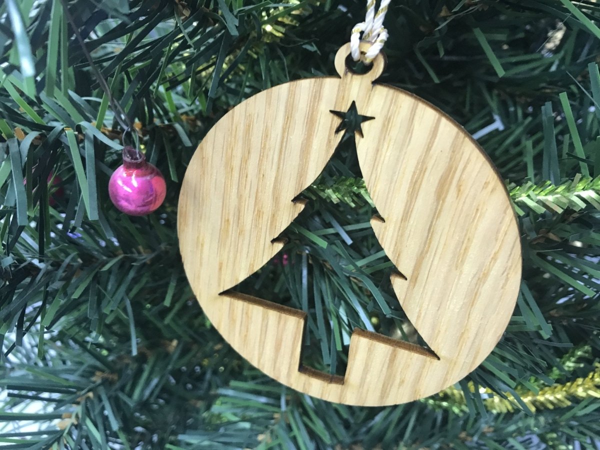 Oak Christmas Ornaments, Set of 5