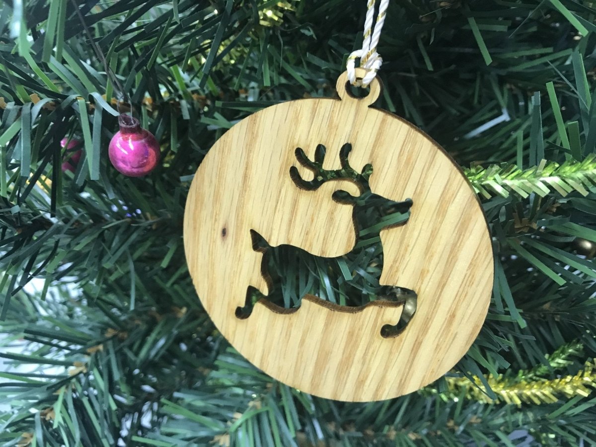 Oak Christmas Ornaments, Set of 5