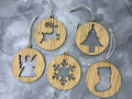 Oak Christmas Ornaments, Set of 5