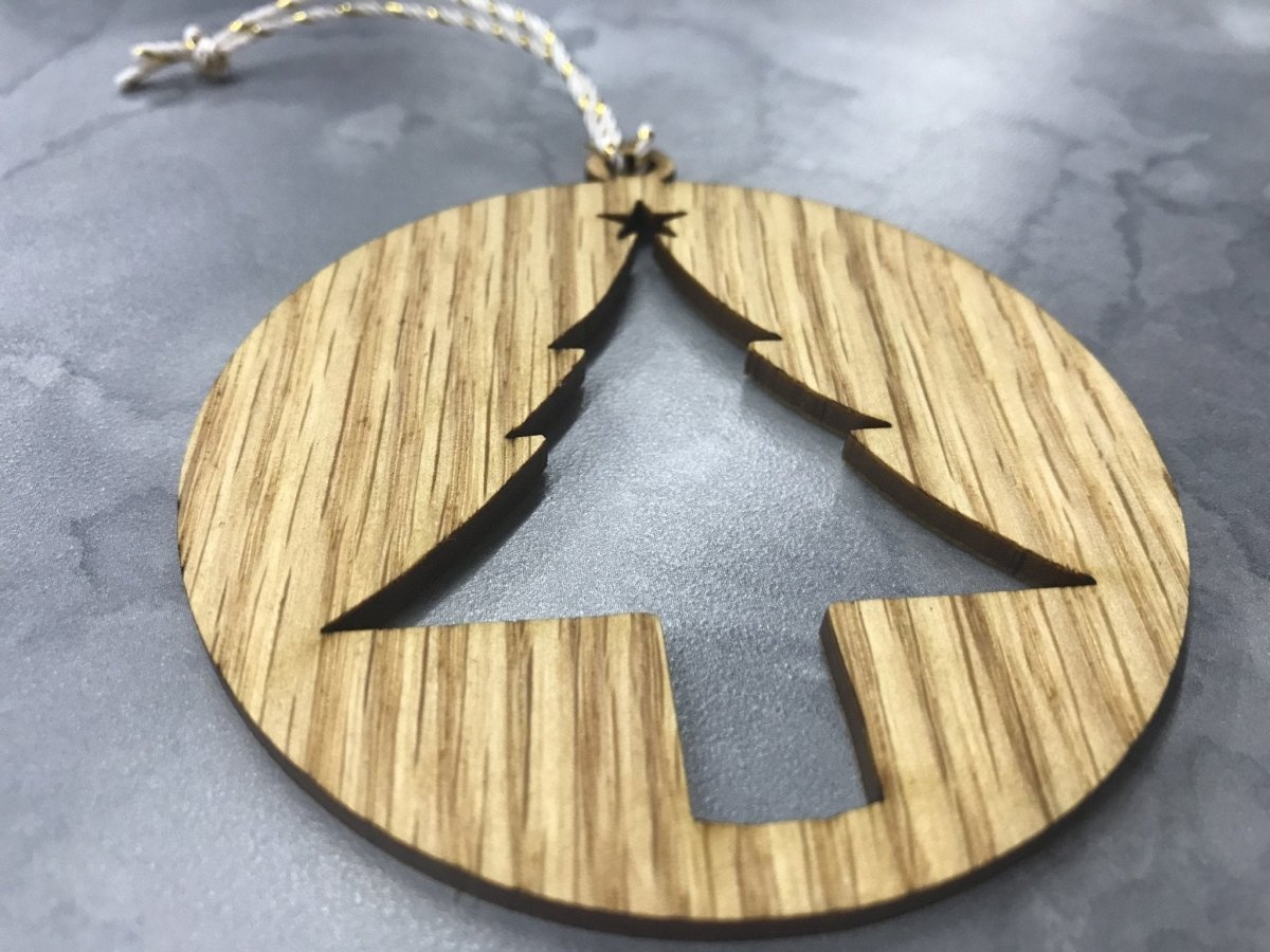 Oak Christmas Ornaments, Set of 5