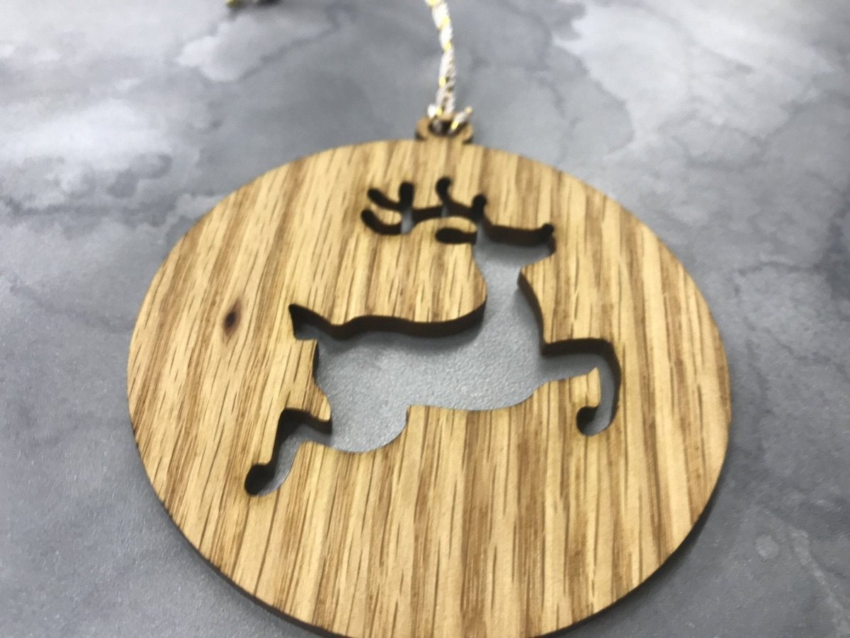 Oak Christmas Ornaments, Set of 5