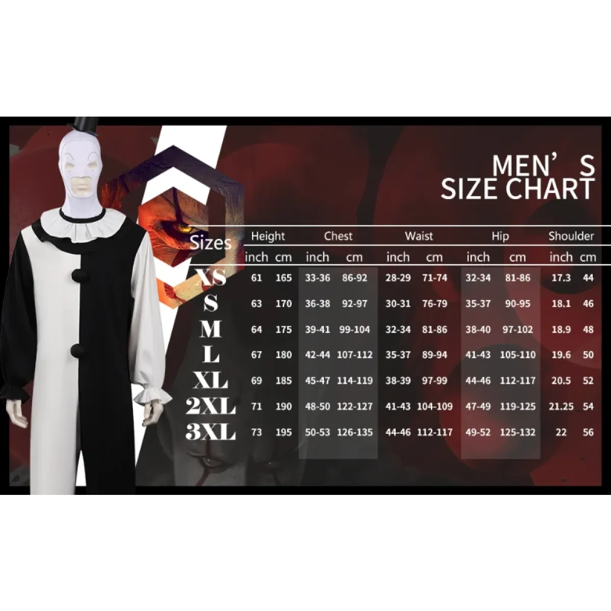 Art the Clown Cosplay Jumpsuit & Mask Set
