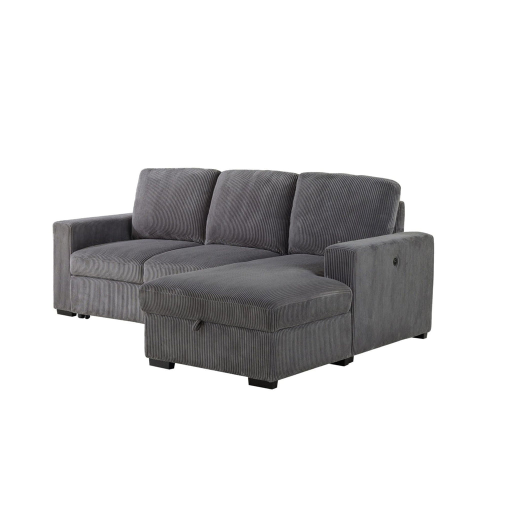Dark Gray Sleeper Sectional Sofa with Pullout Bed - Contemporary Comfort